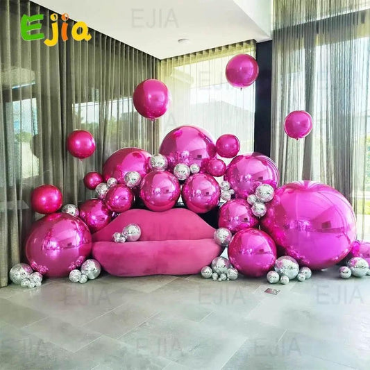  Stock 6pcs Wedding Party Decor Pink Big Shiny Balls -  ToylandEU™