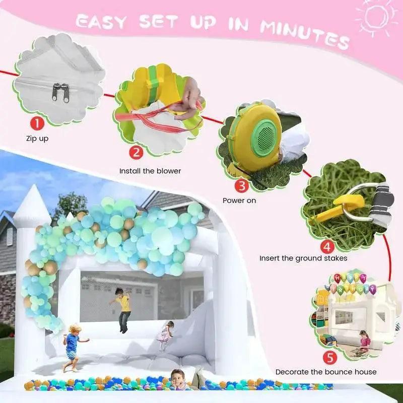  Stock Heavy Duty PVC 15Ft White Bounce House Castle For Party -  ToylandEU™