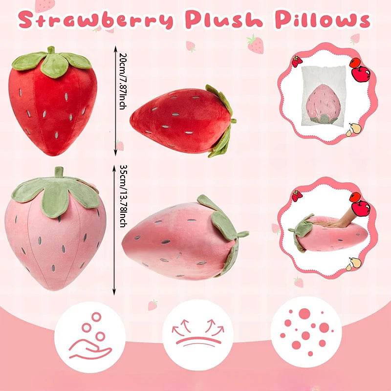 Strawberry Plush Pillow Cute Fruit Stuffed Cushion Toy - ToylandEU