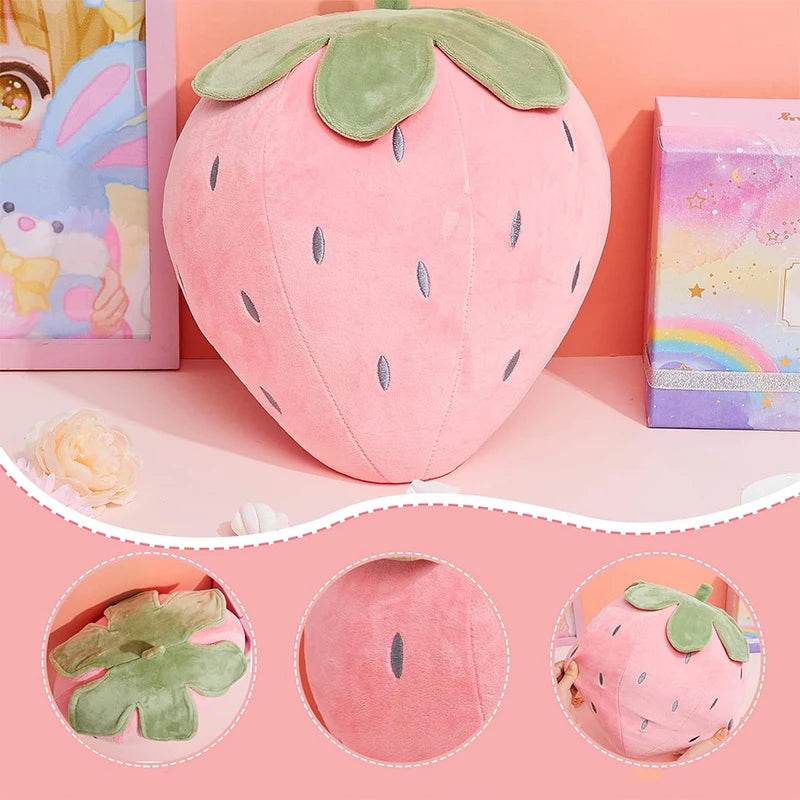 Strawberry Plush Pillow Cute Fruit Stuffed Cushion Toy - ToylandEU