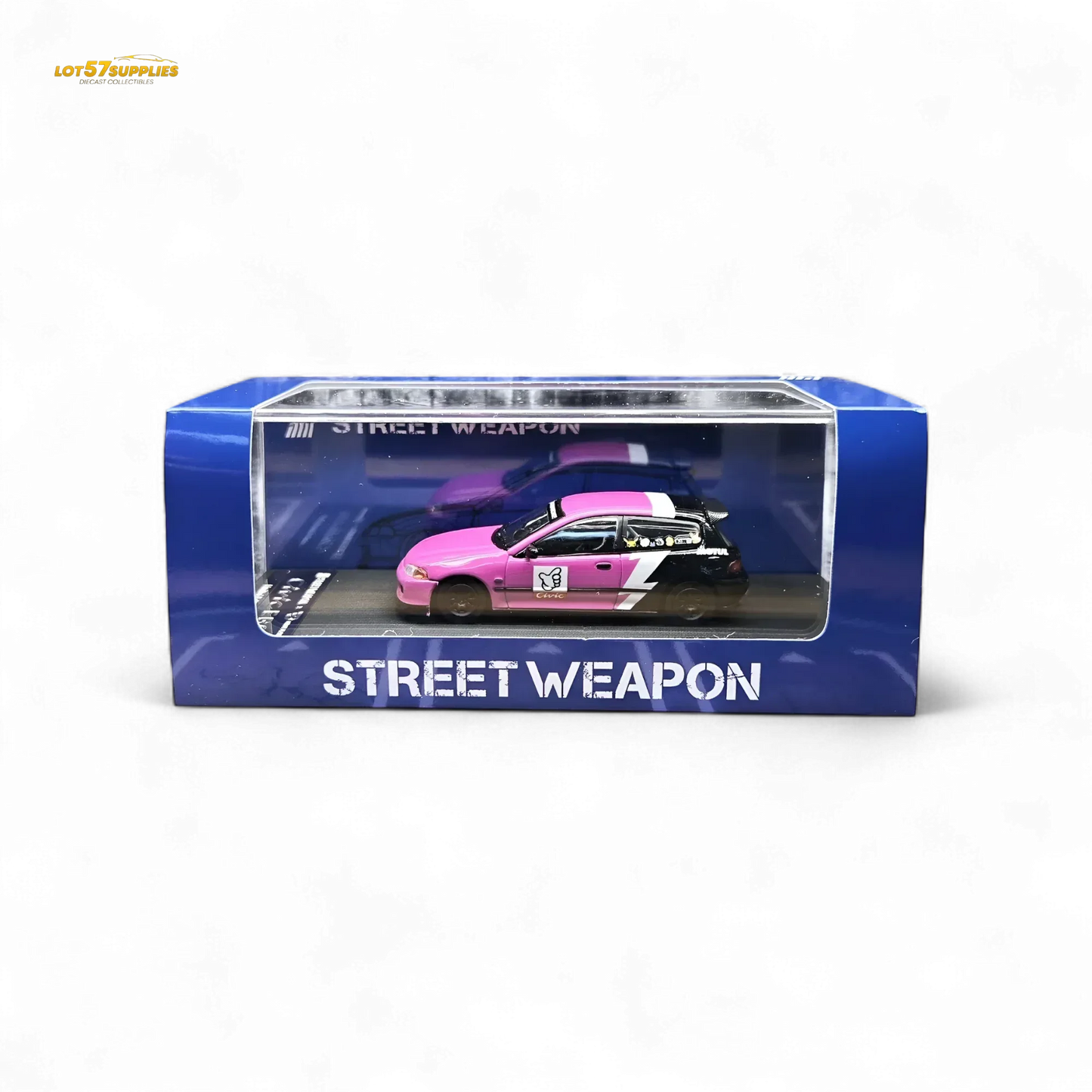 Street Weapon Honda Civic EG6 No Good Racing Pink - Black 1:64 - ToylandEU
