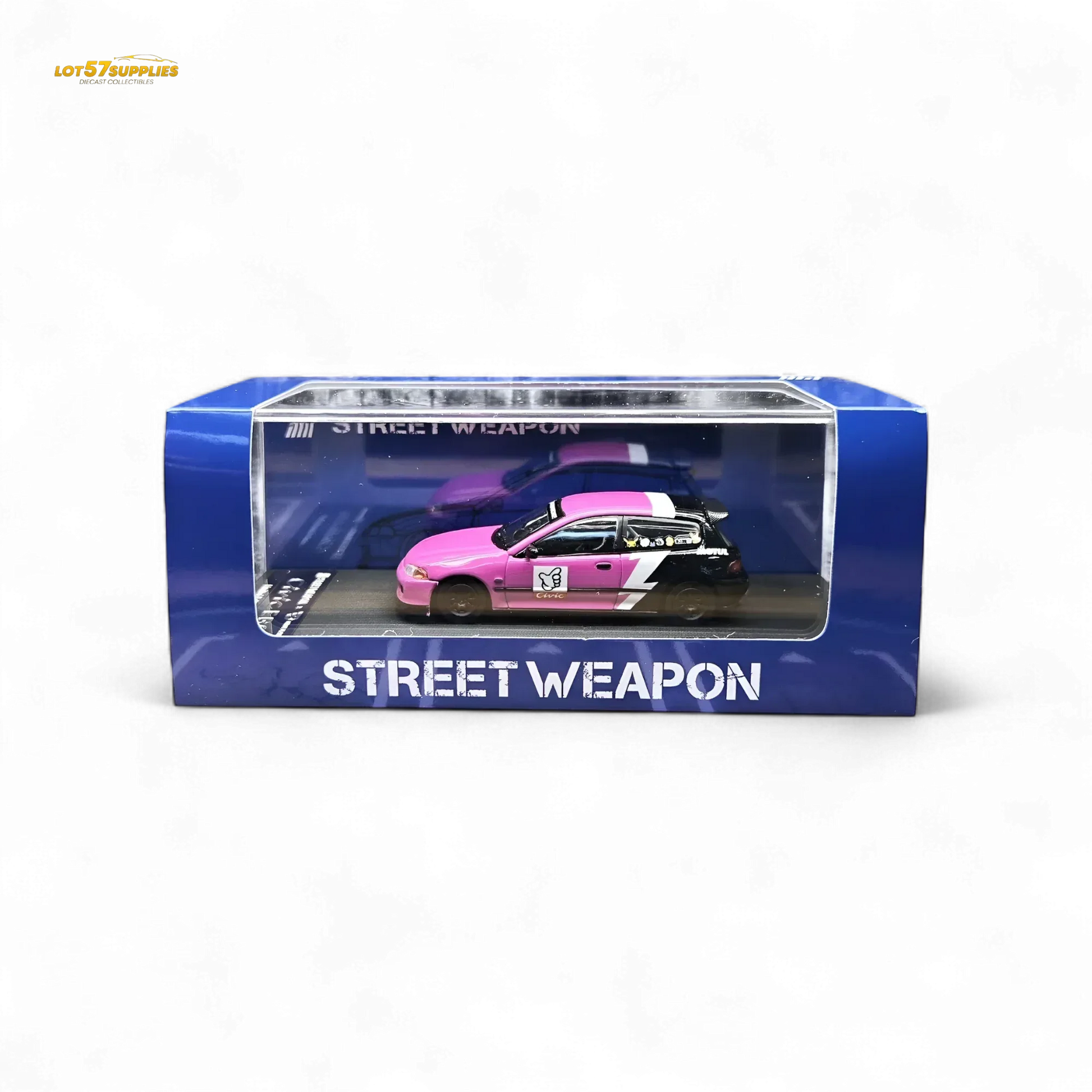 Street Weapon Honda Civic EG6 No Good Racing Pink - Black 1:64 - ToylandEU