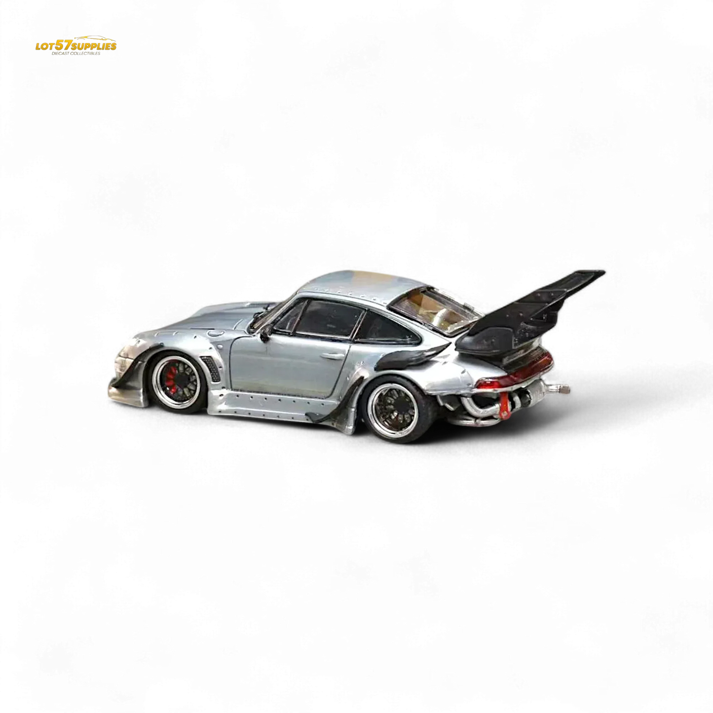 Street Weapon Porsche RWB 993 Raw Varnish Color High Wing 1:64 - ToylandEU