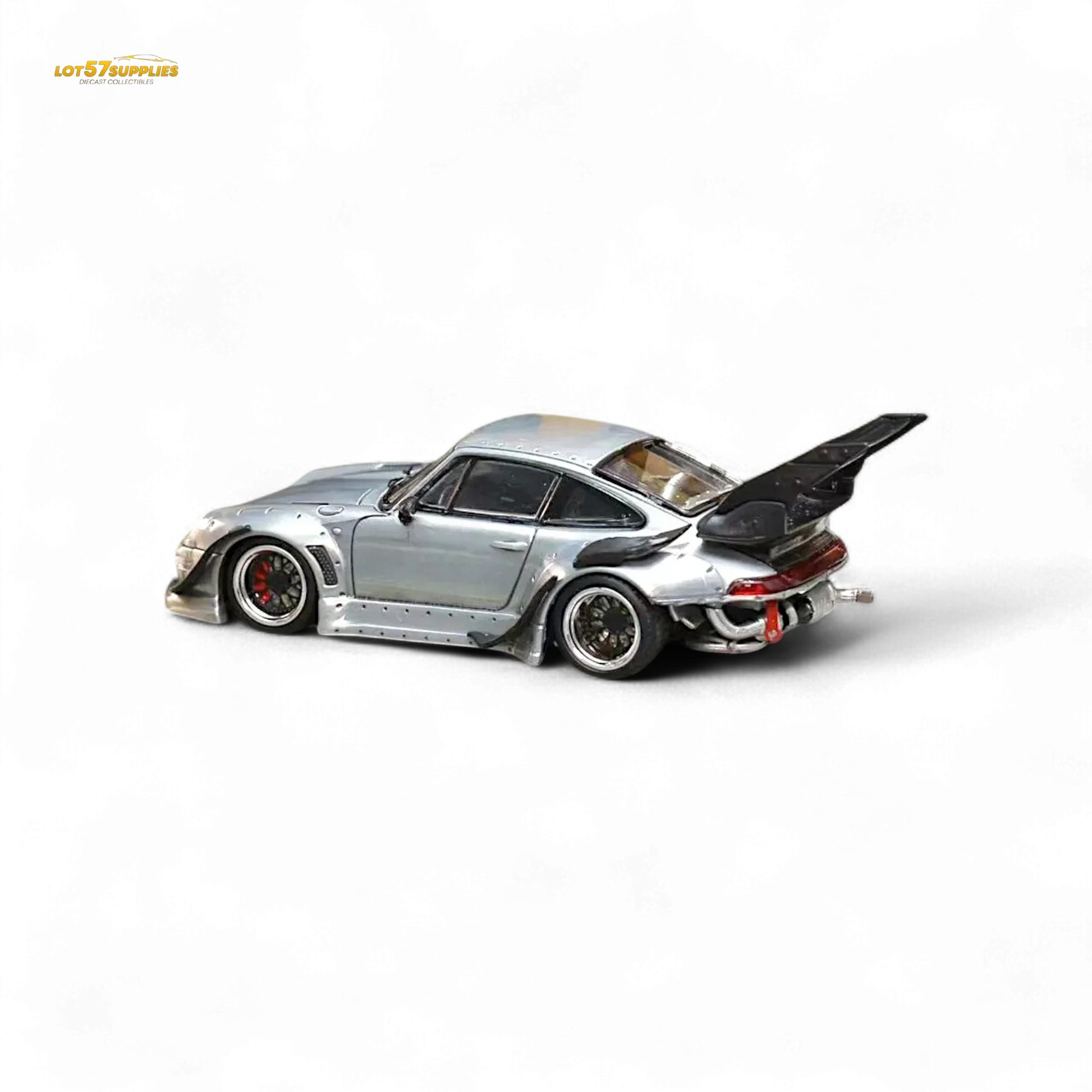 Street Weapon Porsche RWB 993 Raw Varnish Color High Wing 1:64 - ToylandEU