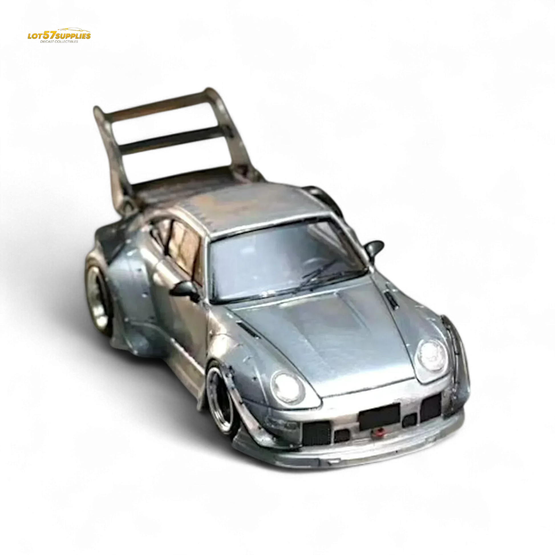 Street Weapon Porsche RWB 993 Raw Varnish Color High Wing 1:64 - ToylandEU