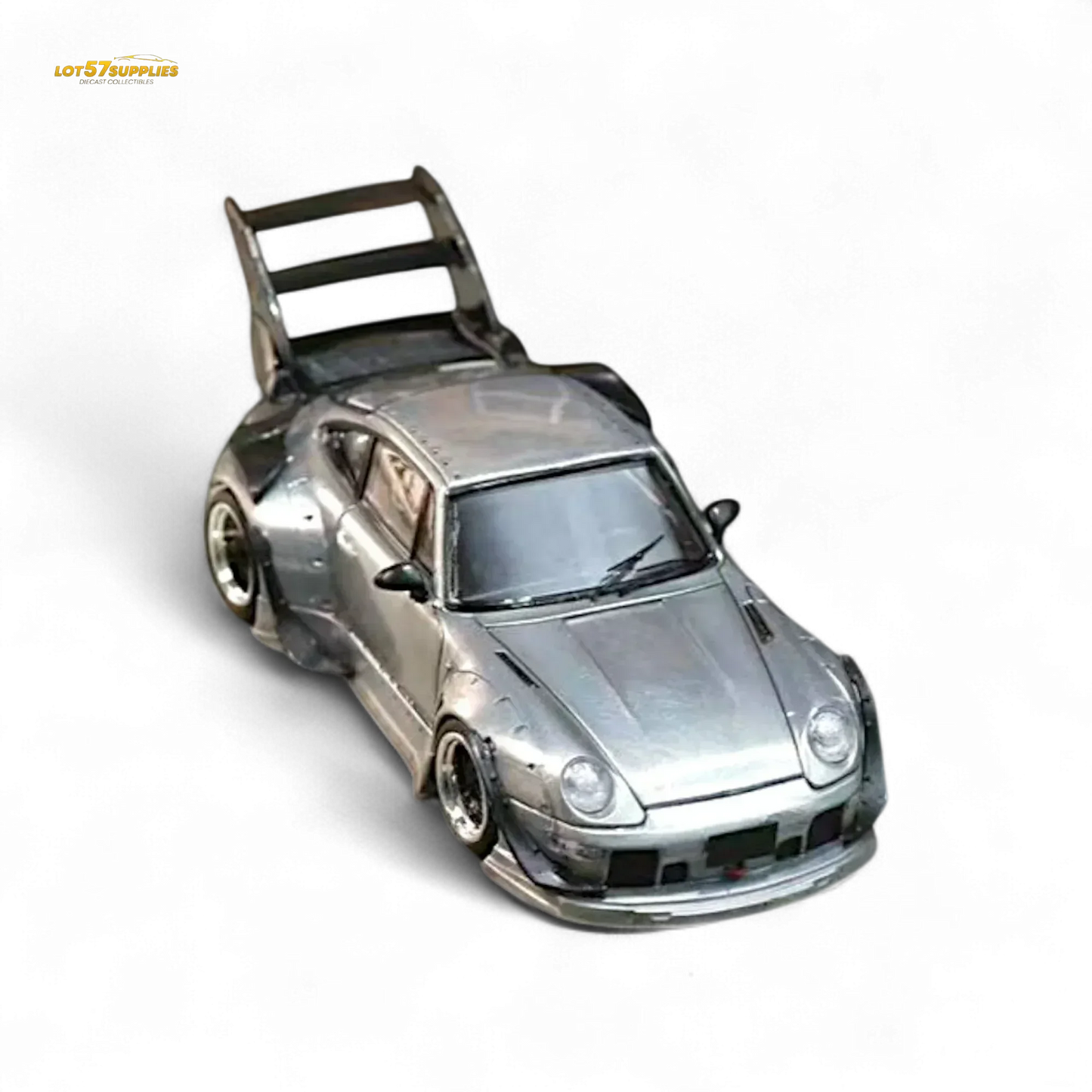 Street Weapon Porsche RWB 993 Raw Varnish Color High Wing 1:64 - ToylandEU
