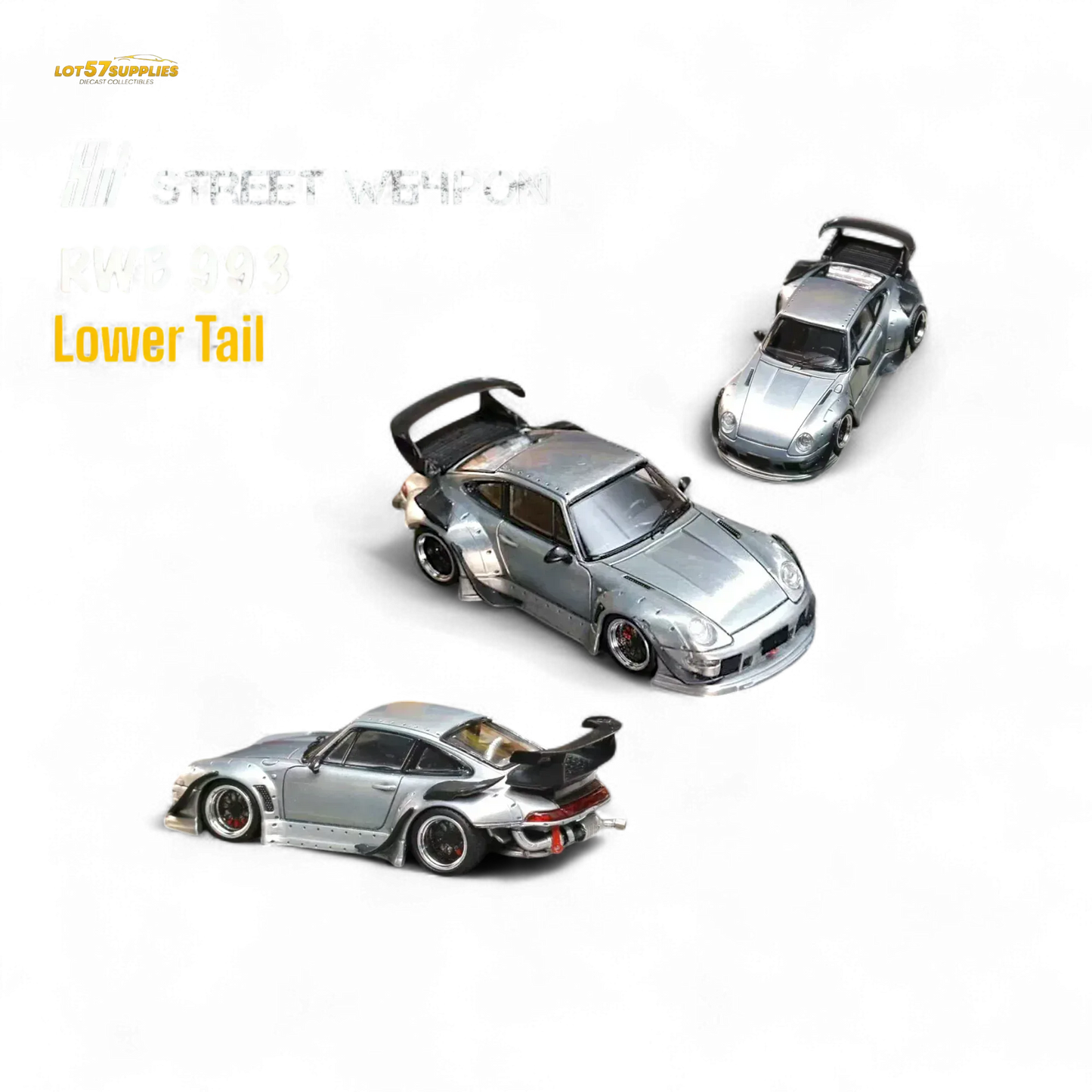 Street Weapon Porsche RWB 993 Raw Varnish Color Low Wing 1:64 - ToylandEU