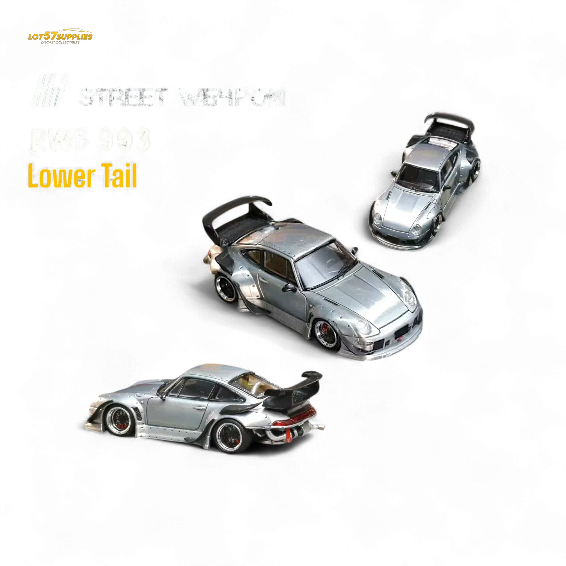 Street Weapon Porsche RWB 993 Raw Varnish Color Low Wing 1:64 - ToylandEU