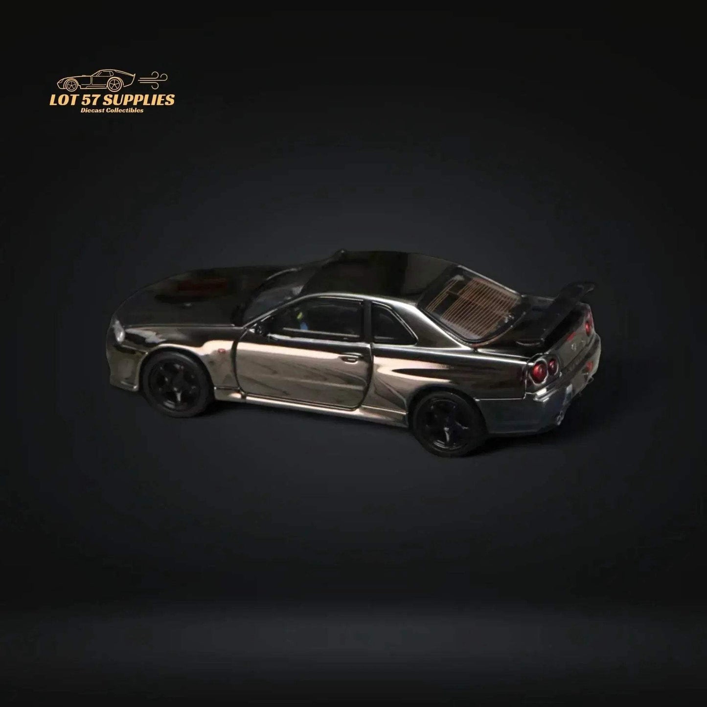 Street Weapon Skyline GTR R34 V-SPEC-II Chrome Plated Limited to 599 Pcs 1:64 - ToylandEU