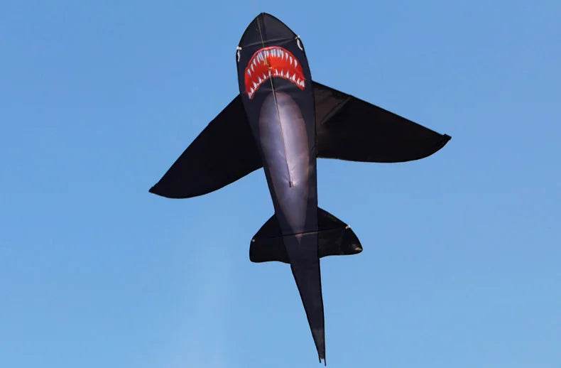 Strong Black Shark Kite with Colorful Tail for Beginners - ToylandEU