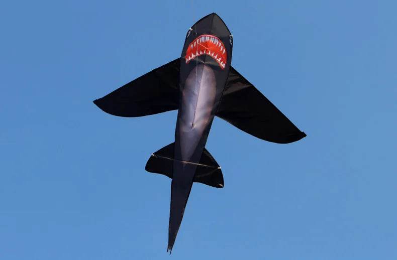 Strong Black Shark Kite with Colorful Tail for Beginners - ToylandEU
