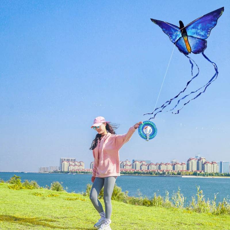 Stunning Blue Crystal Butterfly Kite - 140x365cm for Outdoor Fun - ToylandEU
