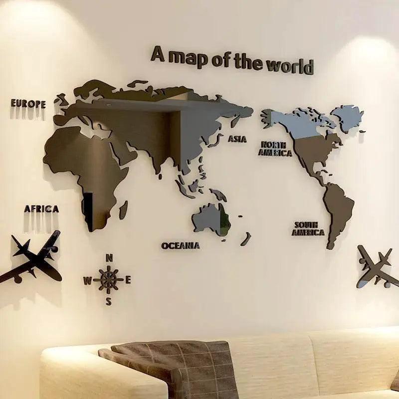  Stunning World Map Wall Sticker 3D Acrylic Toyland EU -  ToylandEU™