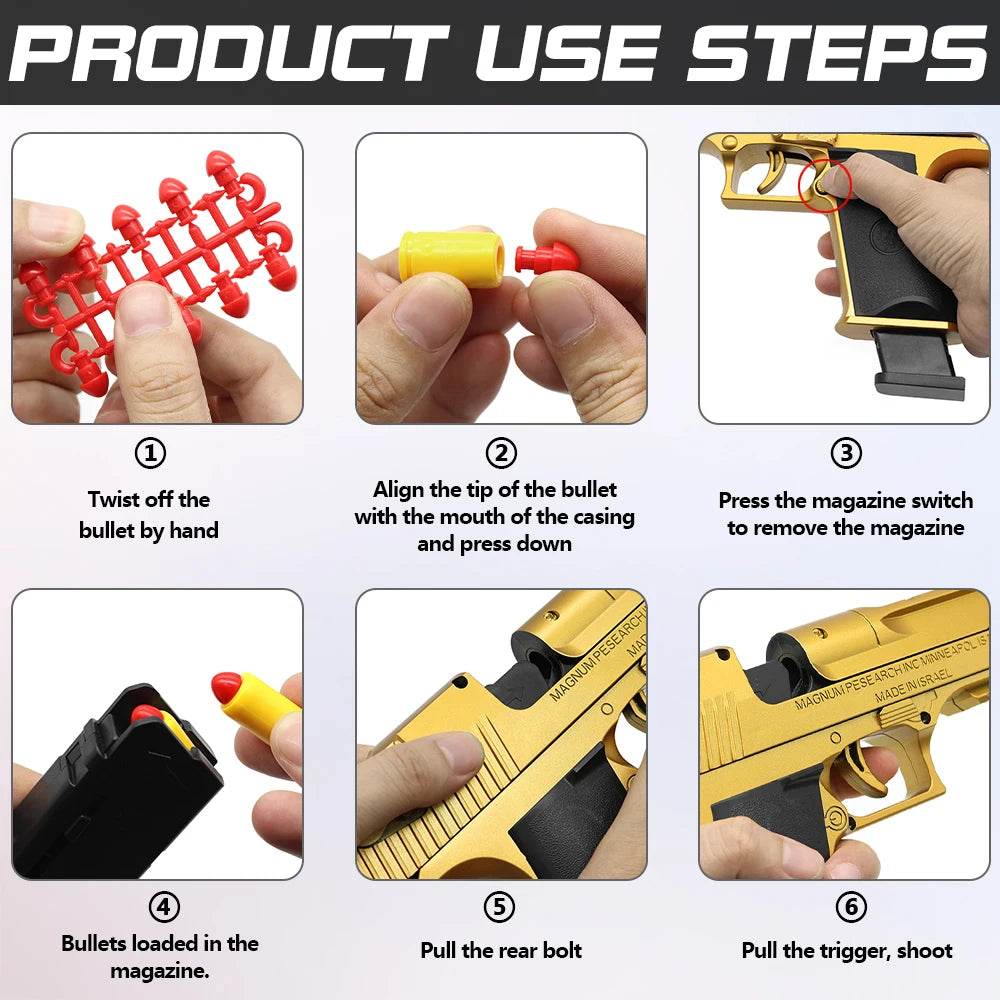 Sturdy Airsoft Toy Gun Desert Eagle Ejecting Shells Outdoor - ToylandEU