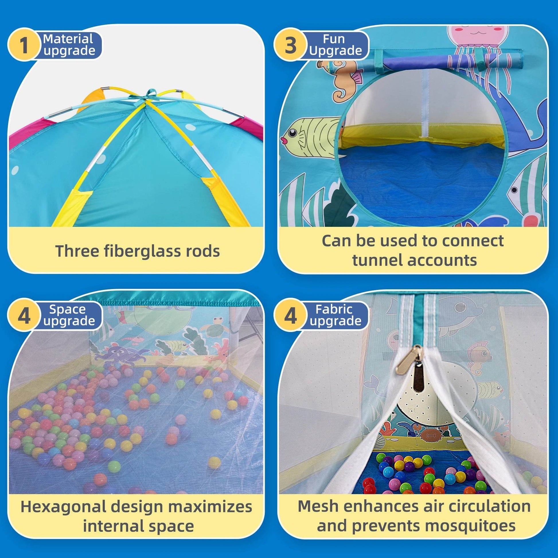 Sturdy Play Tent Hexagon With Mesh For Kids Indoor Outdoor - ToylandEU