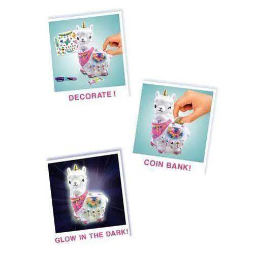 Glow In The Dark Llama Coin Bank Craft Kit Glitter - ToylandEU
