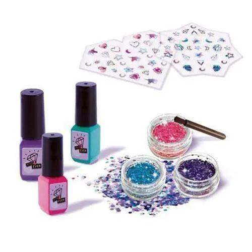 Glitter Nail Art Kit With Polishes And Stickers And Gems - ToylandEU