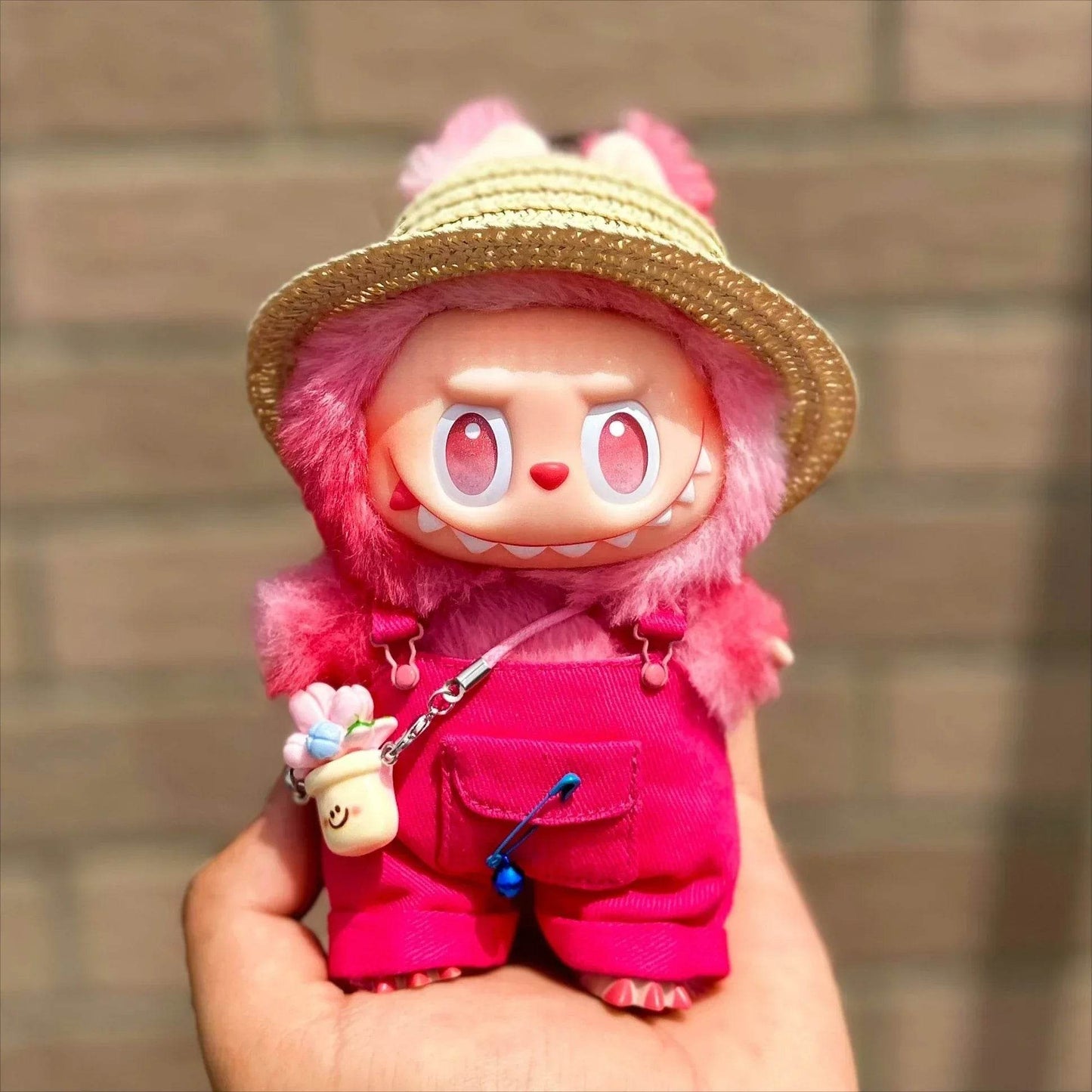 Stylish Doll Accessories Set for Labubu 17cm Doll Featuring Summer Overalls and Straw Hat Labubu - ToylandEU