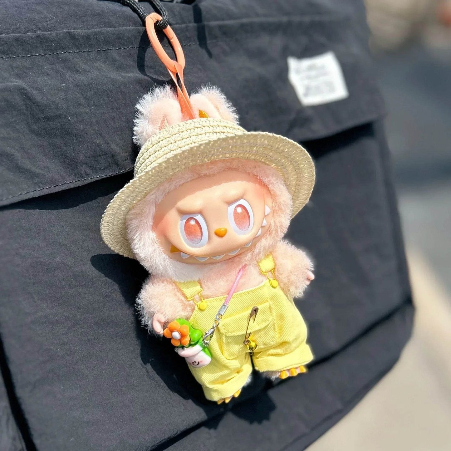 Stylish Doll Accessories Set for Labubu 17cm Doll Featuring Summer Overalls and Straw Hat Labubu - ToylandEU