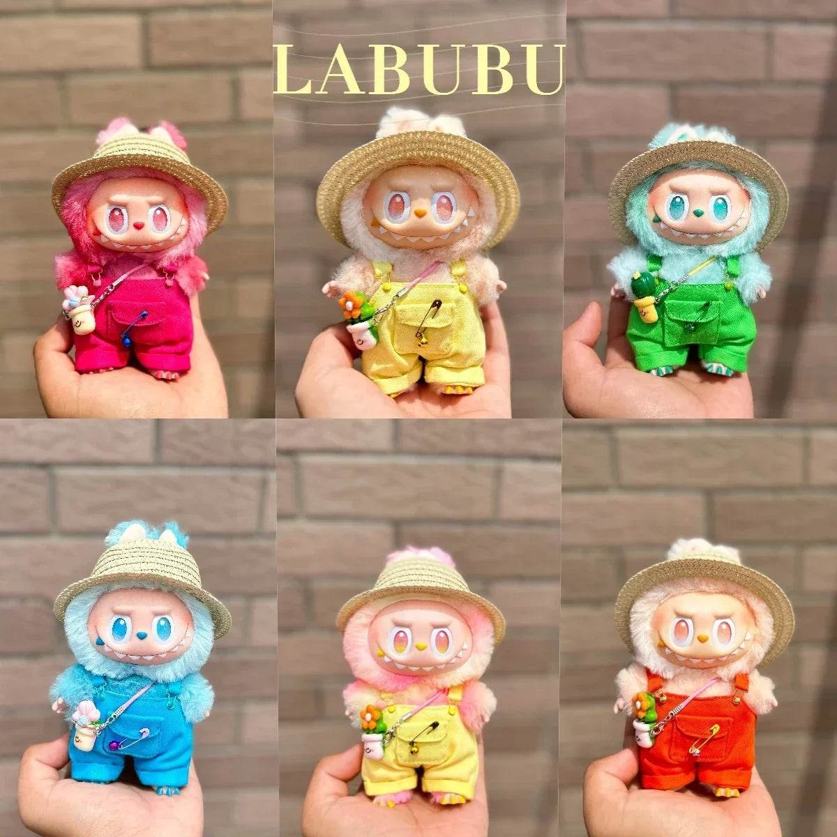 Stylish Doll Accessories Set for Labubu 17cm Doll Featuring Summer Overalls and Straw Hat Labubu - ToylandEU
