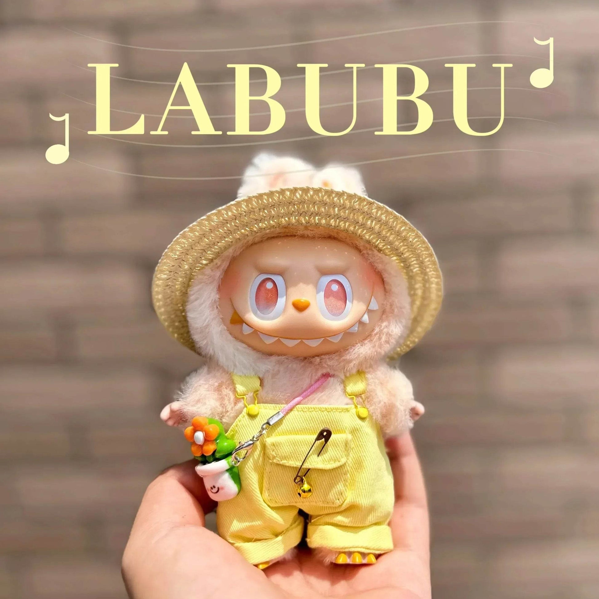 Stylish Doll Accessories Set for Labubu 17cm Doll Featuring Summer Overalls and Straw Hat Labubu - ToylandEU