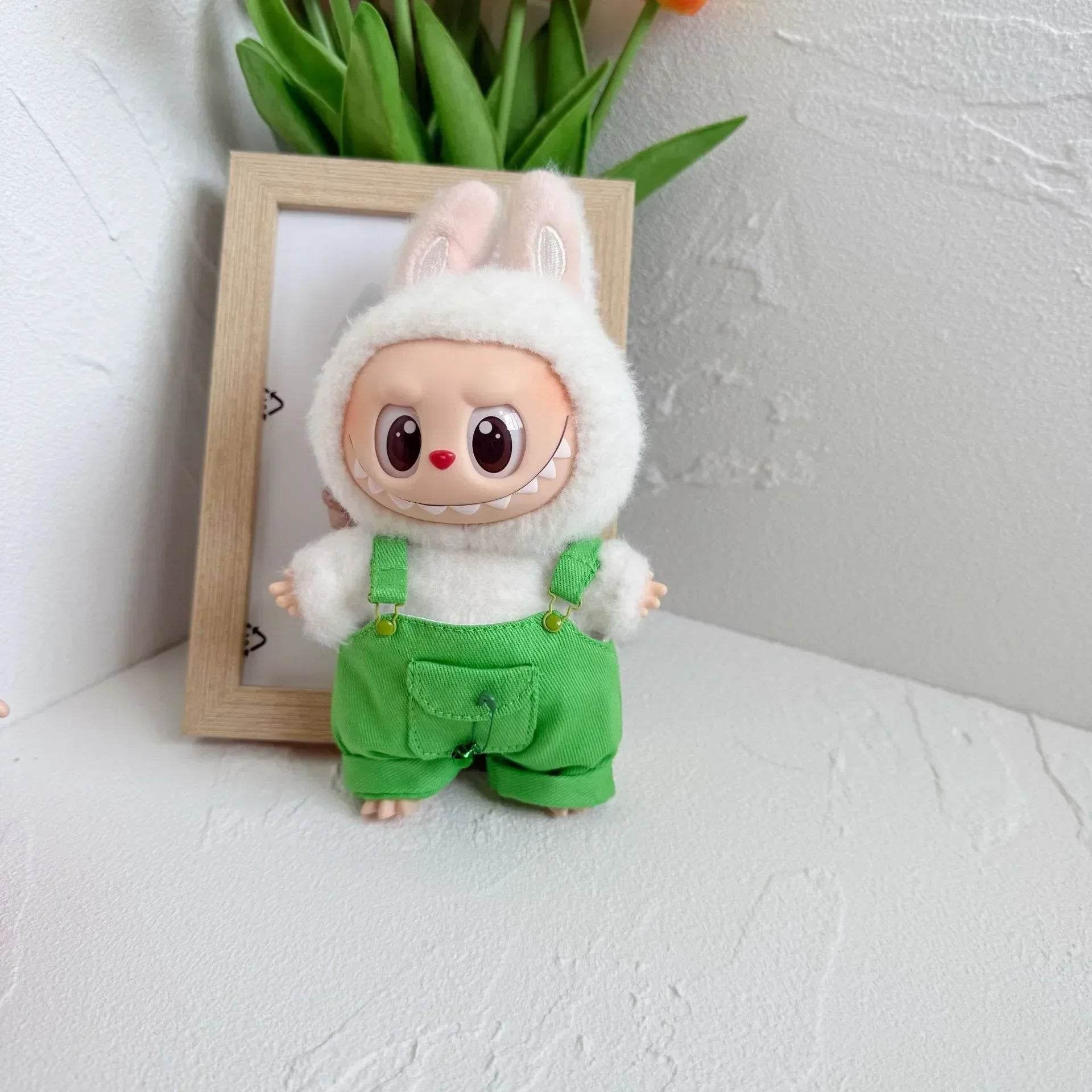 Stylish Doll Accessories Set for Labubu 17cm Doll Featuring Summer Overalls and Straw Hat Labubu - ToylandEU