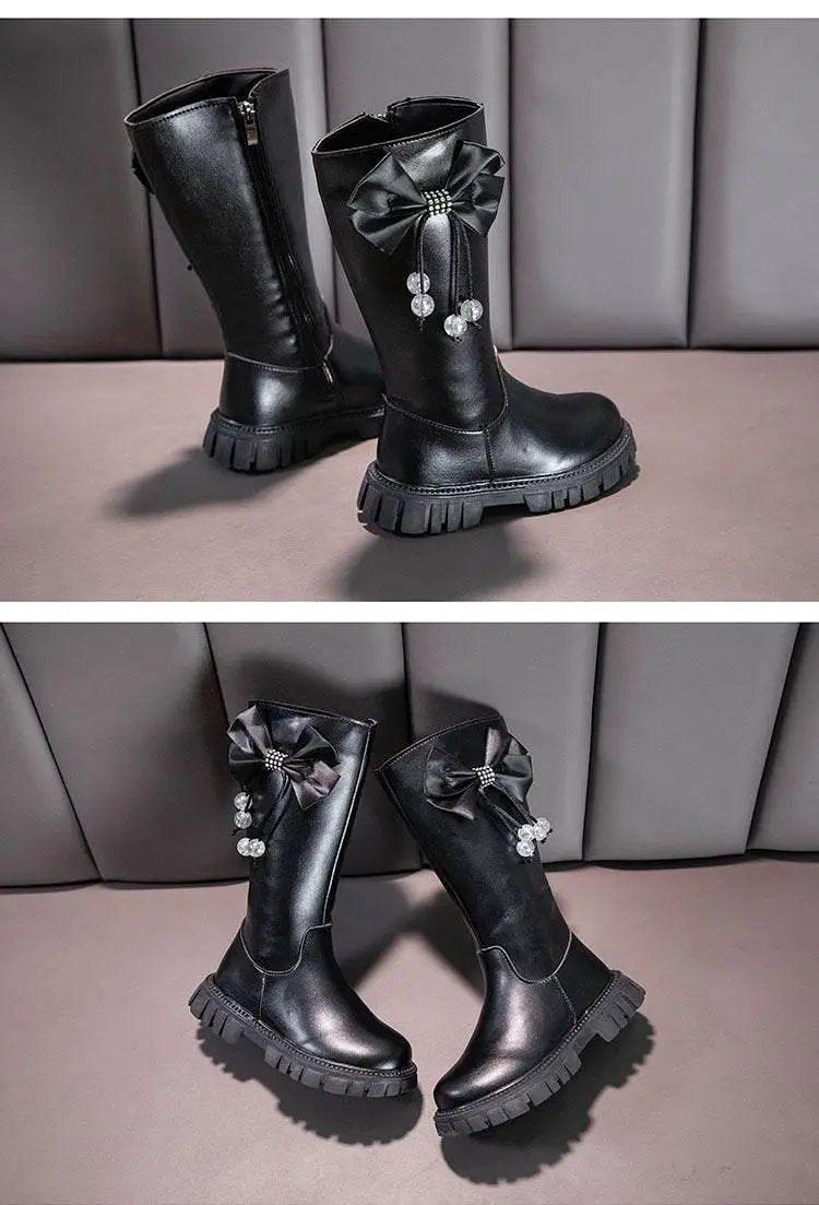  Stylish Girls Knee High Snow Boots with Zip Closure and Plush Lining - Non-Slip Winter Fashion for Young Princesses -  ToylandEU™