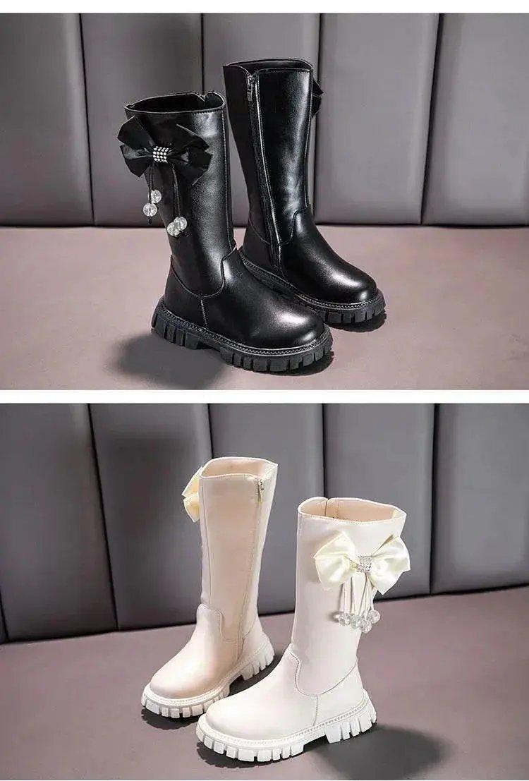  Stylish Girls Knee High Snow Boots with Zip Closure and Plush Lining - Non-Slip Winter Fashion for Young Princesses -  ToylandEU™
