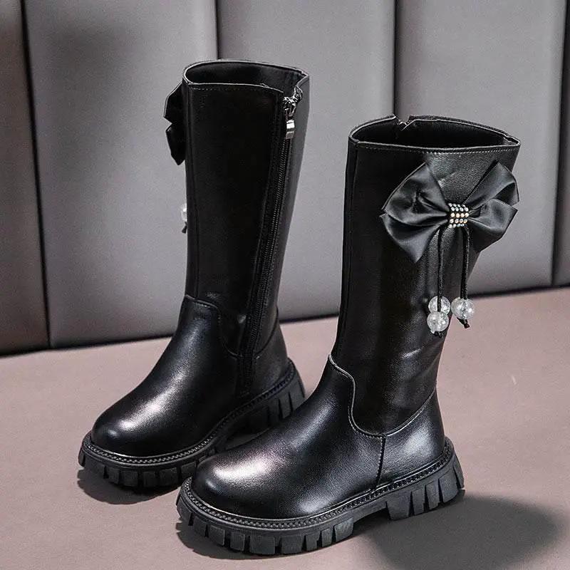  Stylish Girls Knee High Snow Boots with Zip Closure and Plush Lining - Non-Slip Winter Fashion for Young Princesses -  ToylandEU™