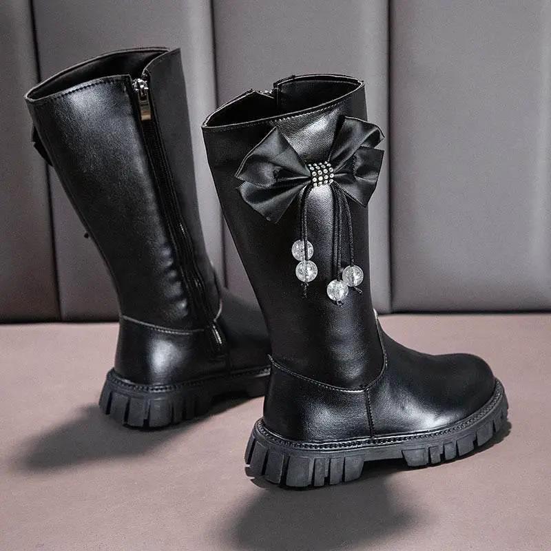  Stylish Girls Knee High Snow Boots with Zip Closure and Plush Lining - Non-Slip Winter Fashion for Young Princesses -  ToylandEU™