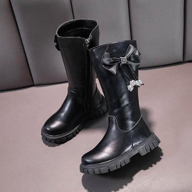  Stylish Girls Knee High Snow Boots with Zip Closure and Plush Lining - Non-Slip Winter Fashion for Young Princesses -  ToylandEU™