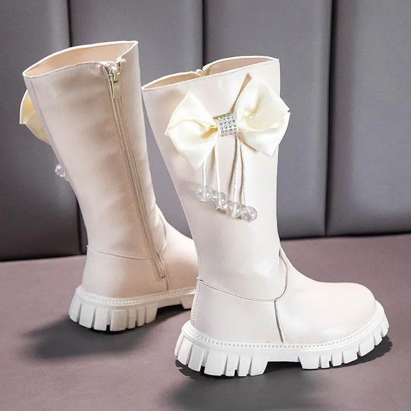 Stylish Girls Knee High Snow Boots with Zip Closure and Plush Lining - Non-Slip Winter Fashion for Young Princesses -  ToylandEU™