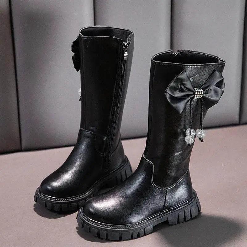  Stylish Girls Knee High Snow Boots with Zip Closure and Plush Lining - Non-Slip Winter Fashion for Young Princesses -  ToylandEU™