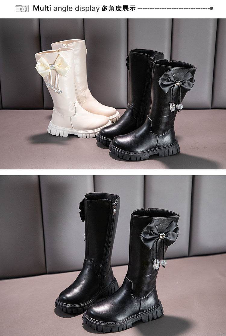 Stylish Girls Knee High Snow Boots with Zip Closure and Plush Lining - Non-Slip Winter Fashion for Young Princesses - ToylandEU