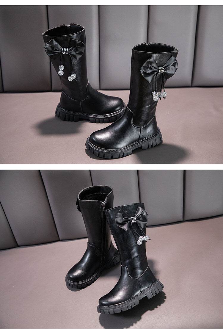 Stylish Girls Knee High Snow Boots with Zip Closure and Plush Lining - Non-Slip Winter Fashion for Young Princesses - ToylandEU