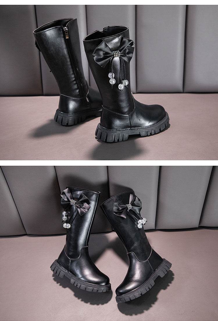 Stylish Girls Knee High Snow Boots with Zip Closure and Plush Lining - Non-Slip Winter Fashion for Young Princesses - ToylandEU