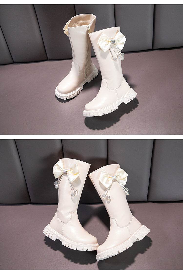 Stylish Girls Knee High Snow Boots with Zip Closure and Plush Lining - Non-Slip Winter Fashion for Young Princesses - ToylandEU