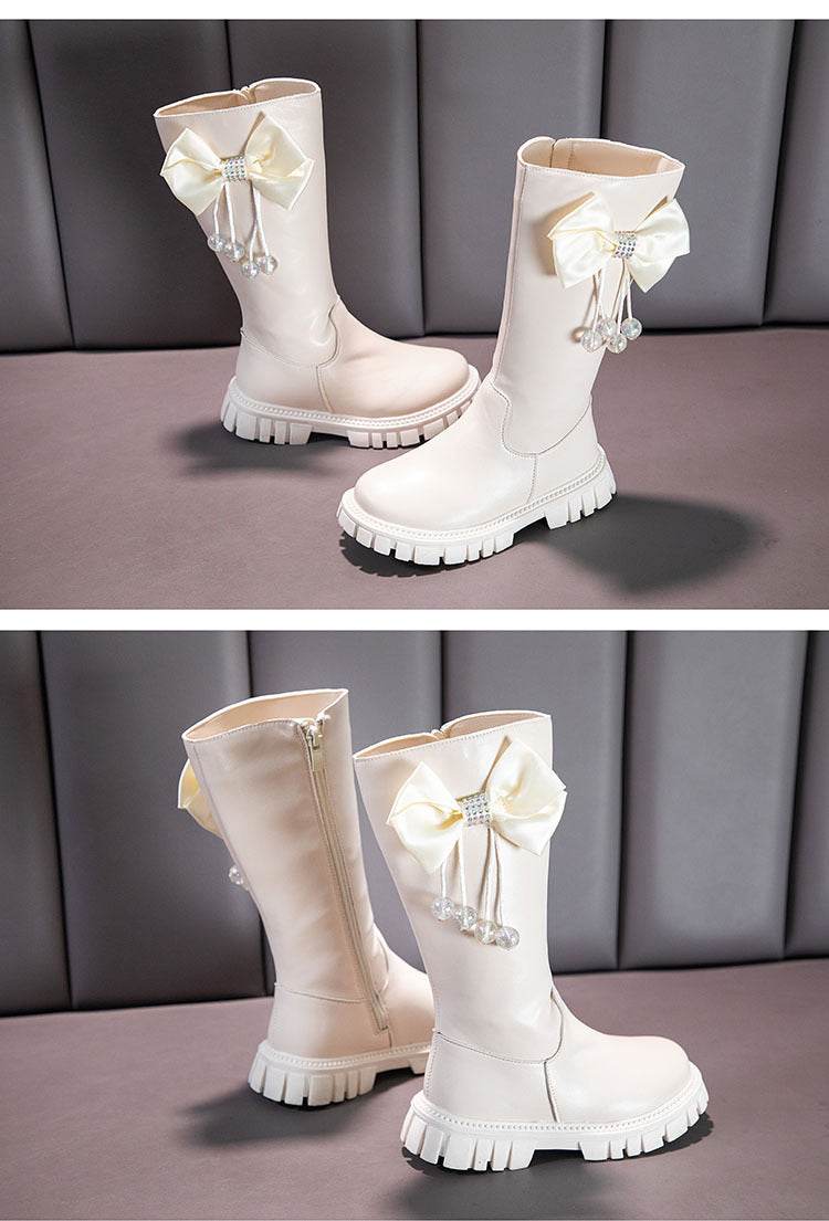 Stylish Girls Knee High Snow Boots with Zip Closure and Plush Lining - Non-Slip Winter Fashion for Young Princesses - ToylandEU