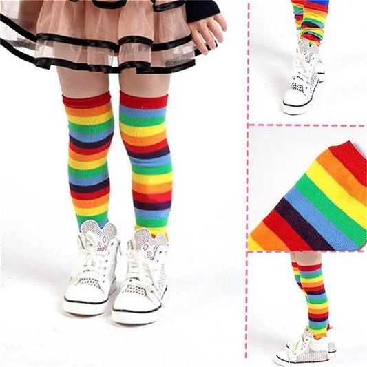 Stylish Kids' Striped Cotton Leg Warmers with Knee Protection - ToylandEU