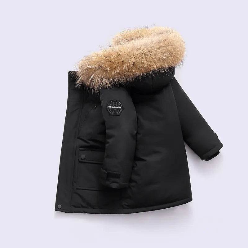 Stylish Kids' Winter Down Jacket with Cozy Hood and Faux Fur Trim - ToylandEU