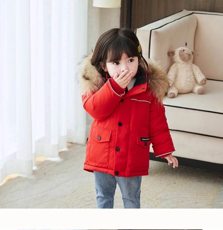 Stylish Kids Winter Down Jacket with Real Fur Trim -30°C Insulation - ToylandEU