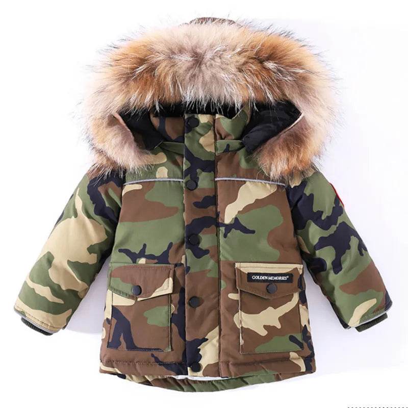 Stylish Kids Winter Down Jacket with Real Fur Trim -30°C Insulation - ToylandEU