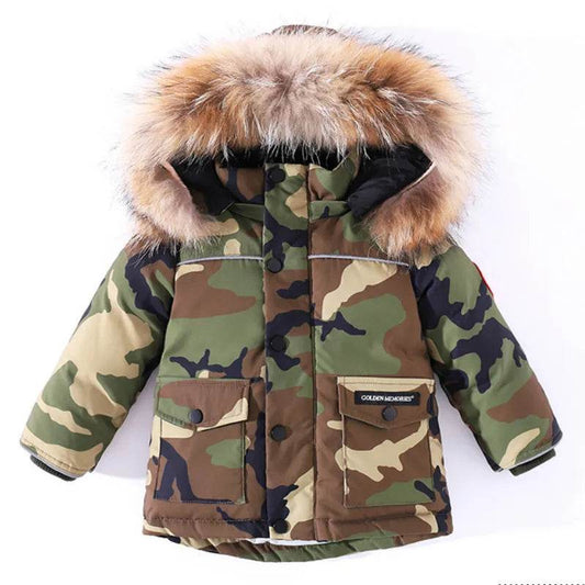 Stylish Kids Winter Down Jacket with Real Fur Trim -30°C Insulation - ToylandEU