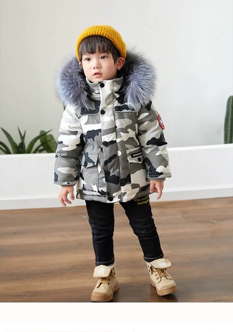 Stylish Kids Winter Down Jacket with Real Fur Trim -30°C Insulation - ToylandEU