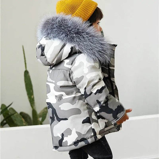 Stylish Kids Winter Down Jacket with Real Fur Trim -30°C Insulation - ToylandEU