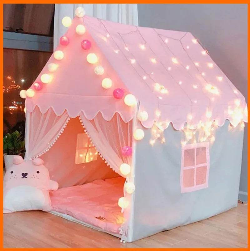 Stylish Pink Kids Indoor Tent Foldable Portable For Girls - ToylandEU