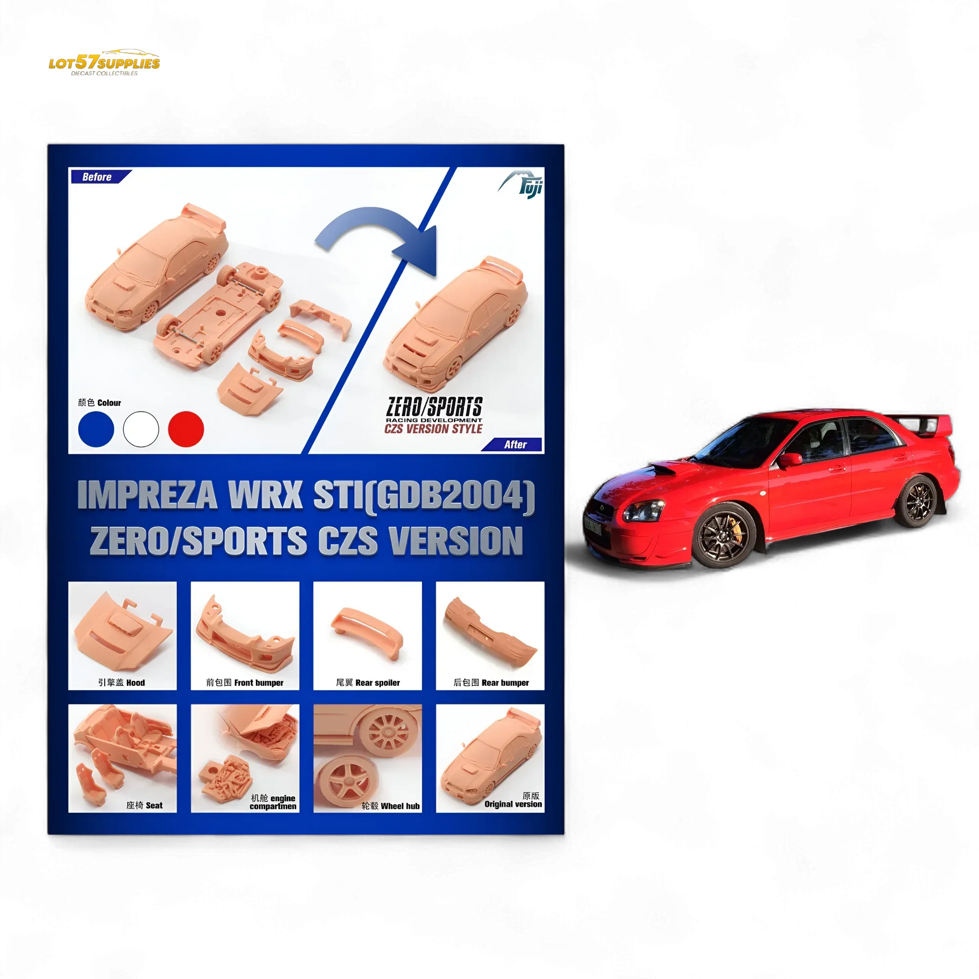 Subaru Impreza WRX STi Diecast With Removable Hood And Transformation - ToylandEU
