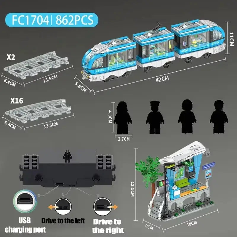 Subway Train Building Blocks Set Lego Compatible Educational Gift - ToylandEU