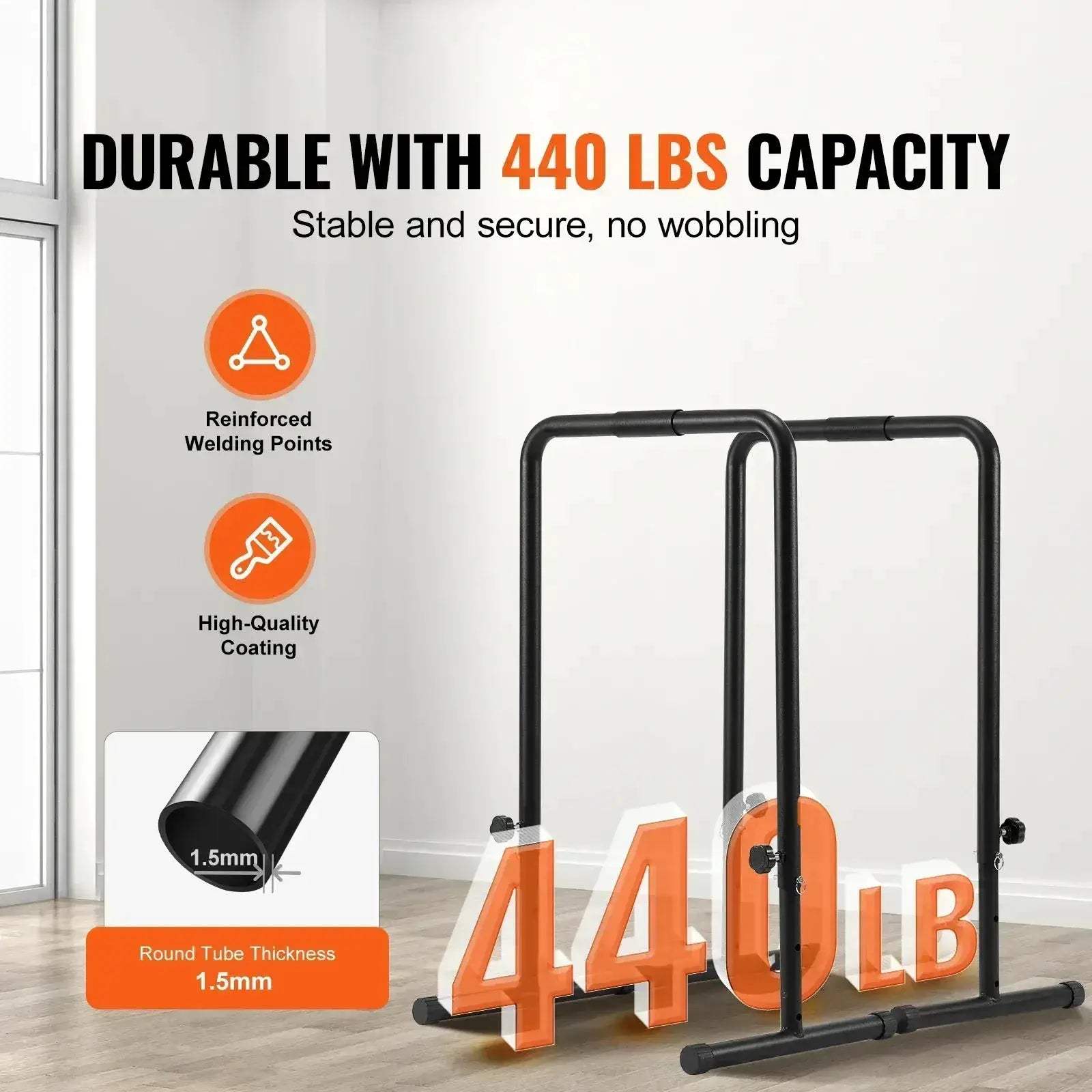 SucceBuy Dip Bar Stand Heavy Duty 440 Lb Adjustable Height - ToylandEU