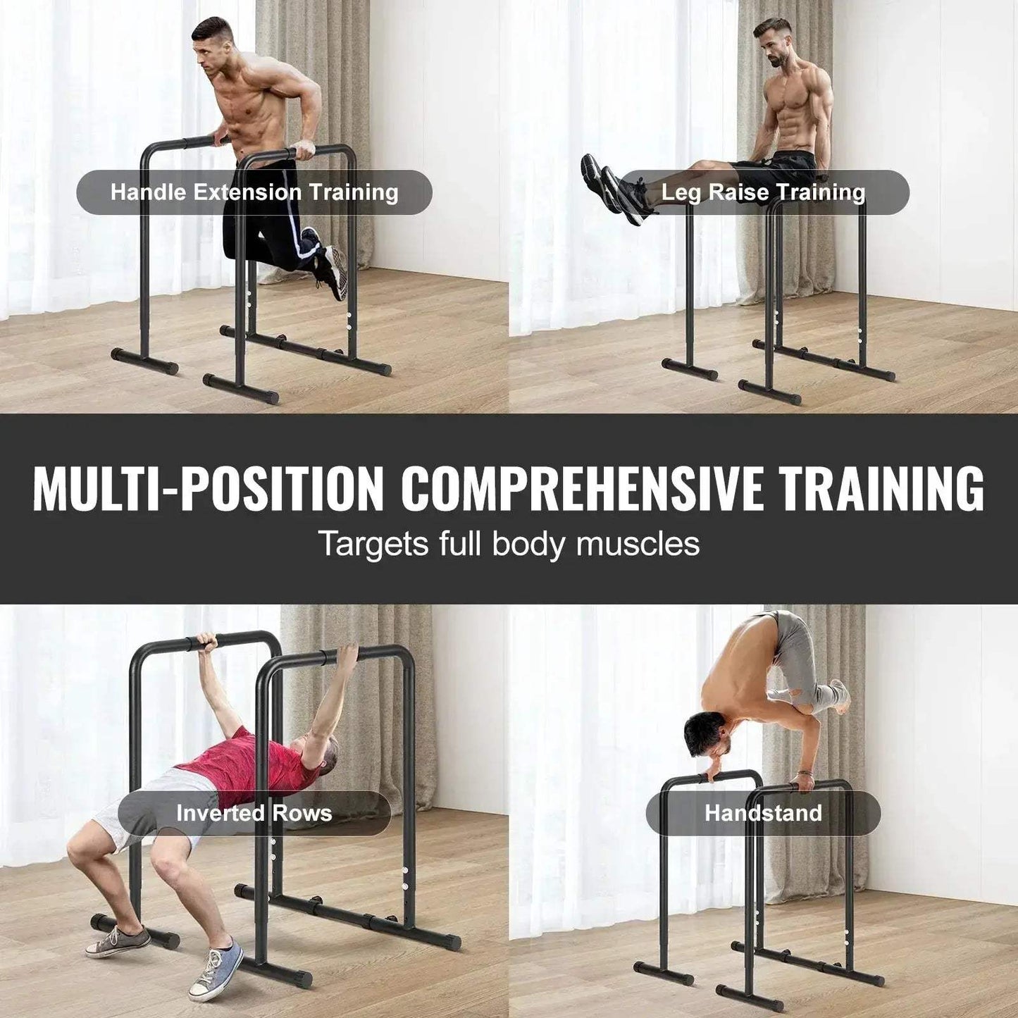 SucceBuy Dip Bar Stand Heavy Duty 440 Lb Adjustable Height - ToylandEU